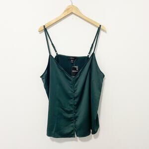 NEW Forever 21 Green Silky Tank Blouse Size 3X